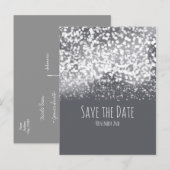 Mousserende lichten grijze zilver Modern Sparen de Aankondigingskaart (Voorkant / Achterkant)