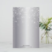 Mousserende lichten op elegante Chic Silver Metall Briefpapier (Staand voorkant)