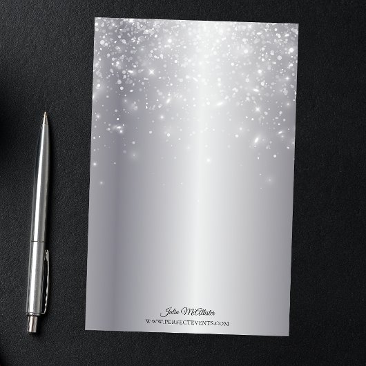 Mousserende lichten op elegante Chic Silver Metall Briefpapier