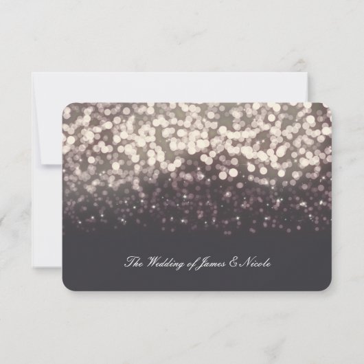 Mousserende lichten Romantic Gray Modern Weddensch RSVP Kaartje (Achterkant)