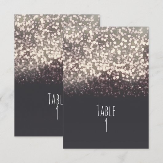 Mousserende lichten Romantic Gray Wedding Table Ka Kaart (Voorkant / Achterkant)