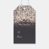 Mousserende lichten Romantic Grey Modern Glam Cadeaulabel (Voorkant)