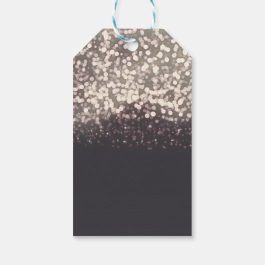 Mousserende lichten Romantic Grey Modern Glam Cadeaulabel (Achterkant)