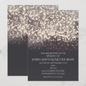 Mousserende lichten Romantic Modern Grey Wedding Kaart (Voorkant / Achterkant)