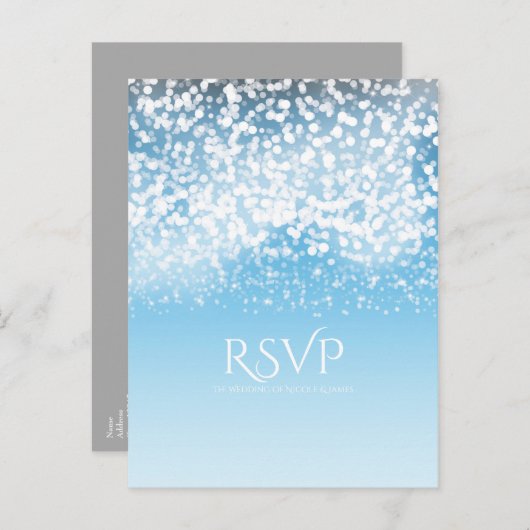 Mousserende lichten Romantic Winter Wonderland RSV Uitnodiging Briefkaart (Voorkant / Achterkant)