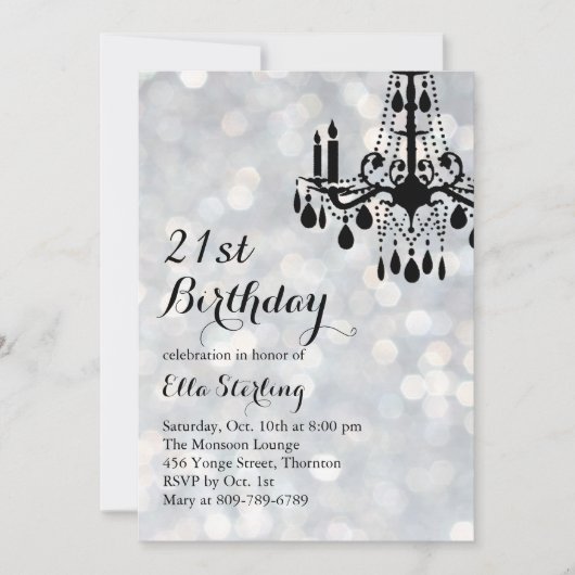 Mousserende lichten Silver Ballroom Birthday Invit Kaart (Voorkant)