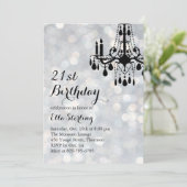 Mousserende lichten Silver Ballroom Birthday Invit Kaart (Staand voorkant)