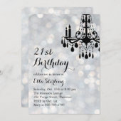 Mousserende lichten Silver Ballroom Birthday Invit Kaart (Voorkant / Achterkant)