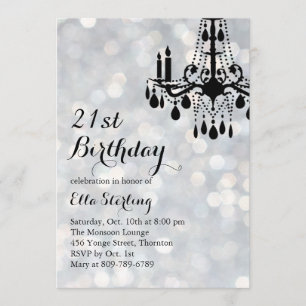 Mousserende lichten Silver Ballroom Birthday Invit Kaart