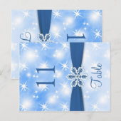 Mousserende lichten, sneeuwvlok op blauw Tafelnumm Briefkaart (Voorkant / Achterkant)