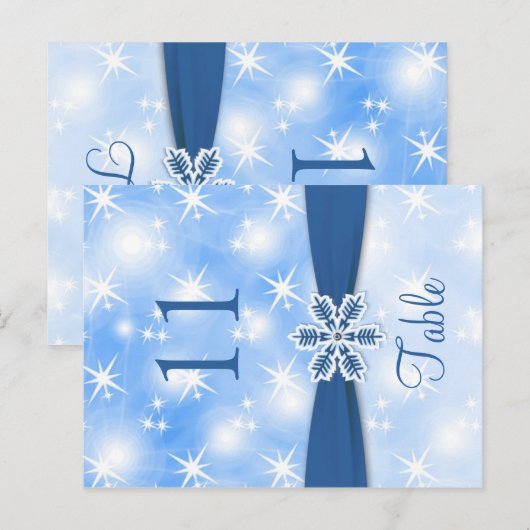 Mousserende lichten, sneeuwvlok op blauw Tafelnumm Briefkaart (Voorkant / Achterkant)