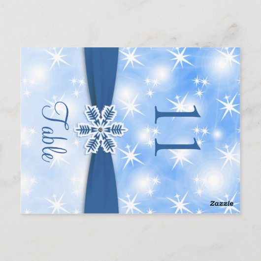 Mousserende lichten, sneeuwvlok op blauw Tafelnumm Briefkaart (Achterkant)