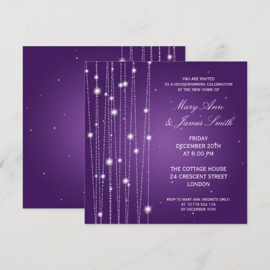 Mousserende lijnen Paars voor de opwarming van de  Kaart (Voorkant / Achterkant)