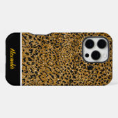 Mousserende luipaardprint stof iPhone hoesje (Achterkant horizontaal)