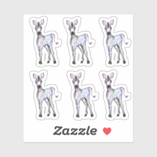 Mousserende magische regenboog zebra sticker