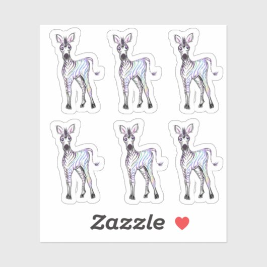 Mousserende magische regenboog zebra sticker (Vel)
