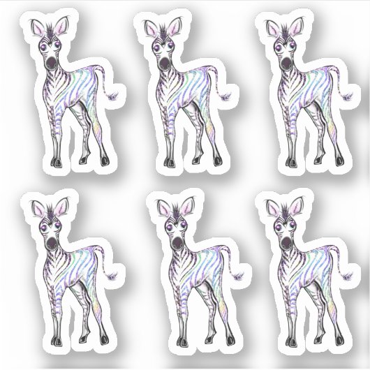 Mousserende magische regenboog zebra sticker (Voorkant)