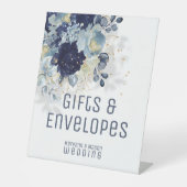 Mousserende Marine & Dusty Blue Gifts & Enveloppen Reclamebord Met Voetstuk (Voorkant)