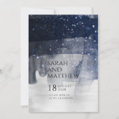 Mousserende marine en zilveren moderne bruiloft kaart (Voorkant)