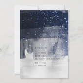 Mousserende marine en zilveren moderne bruiloft kaart (Achterkant)