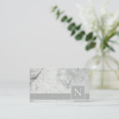 Mousserende marmer Monogram Neutrale grijze standa Visitekaartje (Staand voorkant)