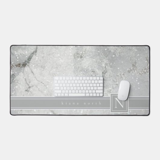 Mousserende Marmeren Monogram Neutraal Grijs Std I Bureaumat (Keyboard & Muis)