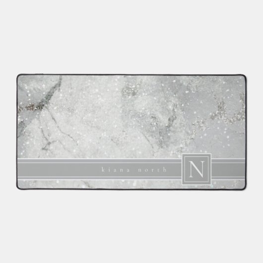 Mousserende Marmeren Monogram Neutraal Grijs Std I Bureaumat (Voorkant)