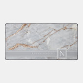 Mousserende Marmeren Monogram Warm Grijs Koper ID6 Bureaumat (Voorkant)