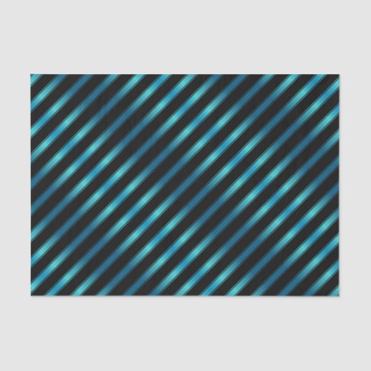 Mousserende metalen blauwe diagonale strepen tissuepapier (Voorkant)