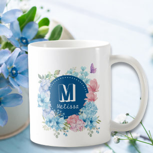 Mousserende moderne Paarse blauwe Waterverf Koffiemok
