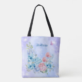 Mousserende moderne Paarse blauwe Waterverf Tote Bag (Achterkant)