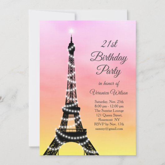 Mousserende olifantentoren 21e Birthday - roze / k Kaart (Voorkant)