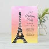 Mousserende olifantentoren 21e Birthday - roze / k Kaart (Staand voorkant)
