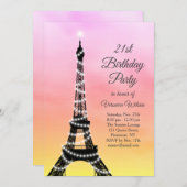 Mousserende olifantentoren 21e Birthday - roze / k Kaart (Voorkant / Achterkant)