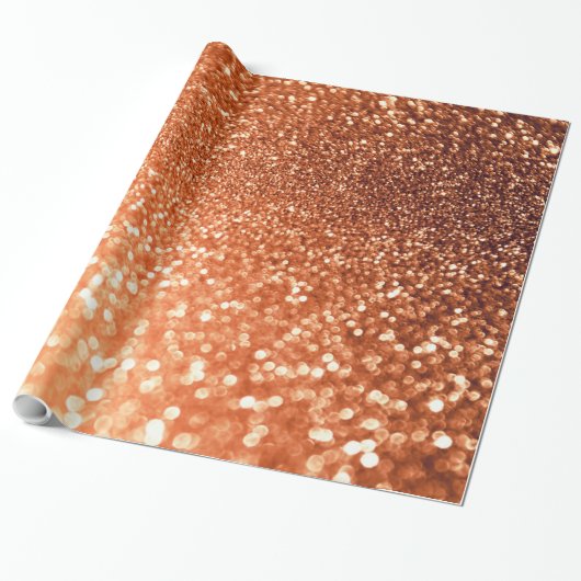 Mousserende Ombre Copper Shiny Trendy Glitter Cadeaupapier (Uitgerold)