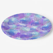 Mousserende Paarse Blauwgroen Blauwe Draagbalken Papieren Bordje (Gekanteld)
