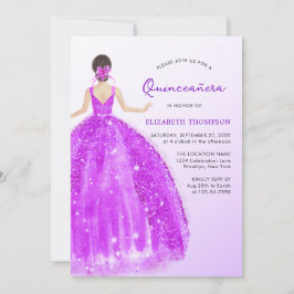 Mousserende Paarse dress ombre Quinceañera Birthda Kaart