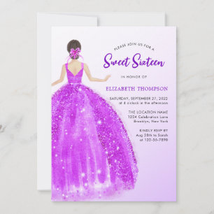 Mousserende Paarse Dress Ombre Sweet 16 Birthday Kaart