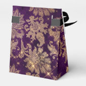 Mousserende Paarse en goudhoudende  Damask Bedankdoosjes (Achterkant)