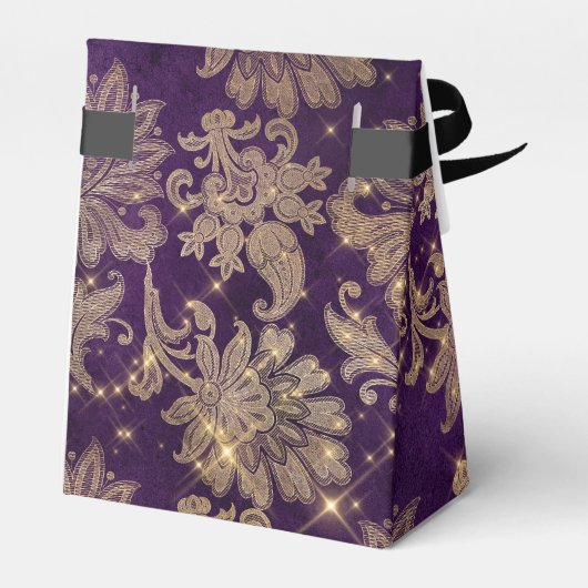 Mousserende Paarse en goudhoudende  Damask Bedankdoosjes (Achterkant)