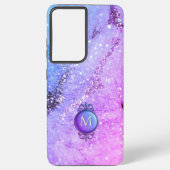 Mousserende Paarse Monogrammed Marmer Samsung Galaxy Hoesje (Achterkant)