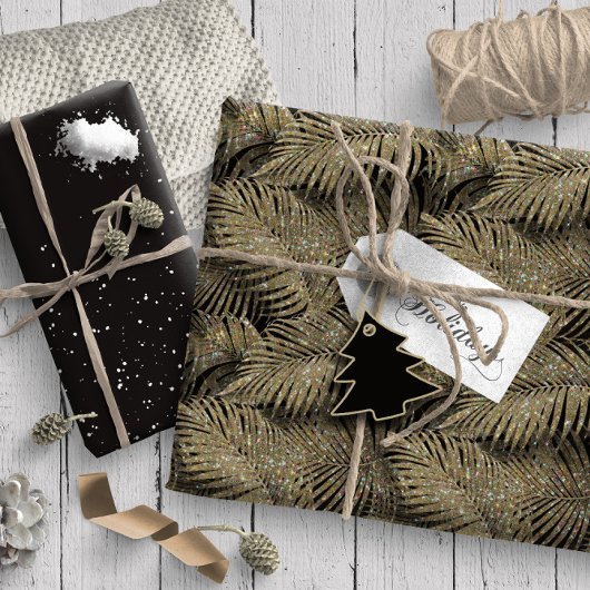Mousserende palmbladeren Pattern Gold ID831 Cadeaupapier