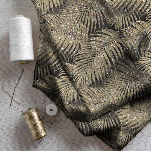 Mousserende palmbladeren Pattern Gold ID831 Stof