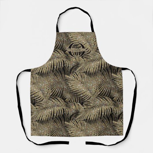 Mousserende palmbladeren Pattern Gold met Logo ID8 Schort (Voorkant)