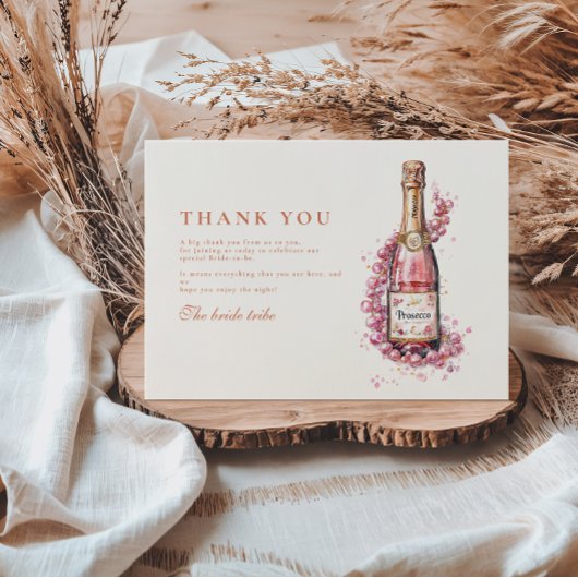Mousserende parels en Prosecco Vrijgezellenfeest Bedankkaart