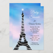 Mousserende Parijse Baby shower Nodig roze/blauw u Kaart (Voorkant / Achterkant)