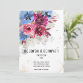 Mousserende periwinkle & Roze bruiloft Aankondiging (Staand voorkant)