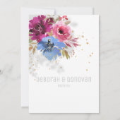 Mousserende periwinkle & Roze bruiloft Aankondiging (Achterkant)