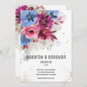 Mousserende periwinkle & Roze bruiloft Aankondiging (Voorkant / Achterkant)