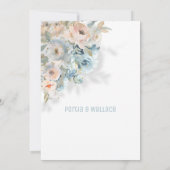 Mousserende perziken Blush & Dusty Blue Modern Wed Aankondiging (Achterkant)